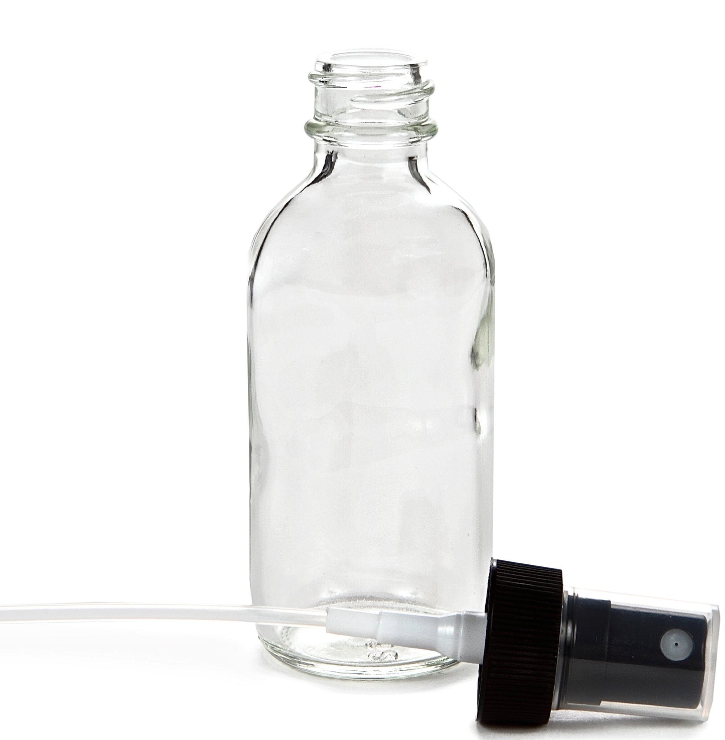 Vivaplex, 6, Clear, 2 oz Glass Bottles, with Black Fine Mist Sprayers