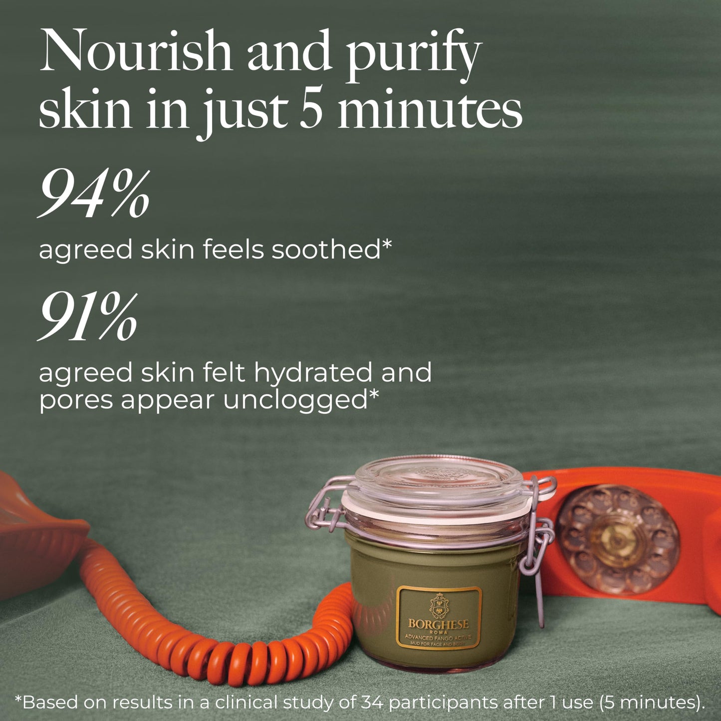 Borghese Advanced Fango Active Mud Mask for Face and Body - Exfoliating to Purifying Face Mask with Bentonite Clay & Hyaluronic Acid For Normal