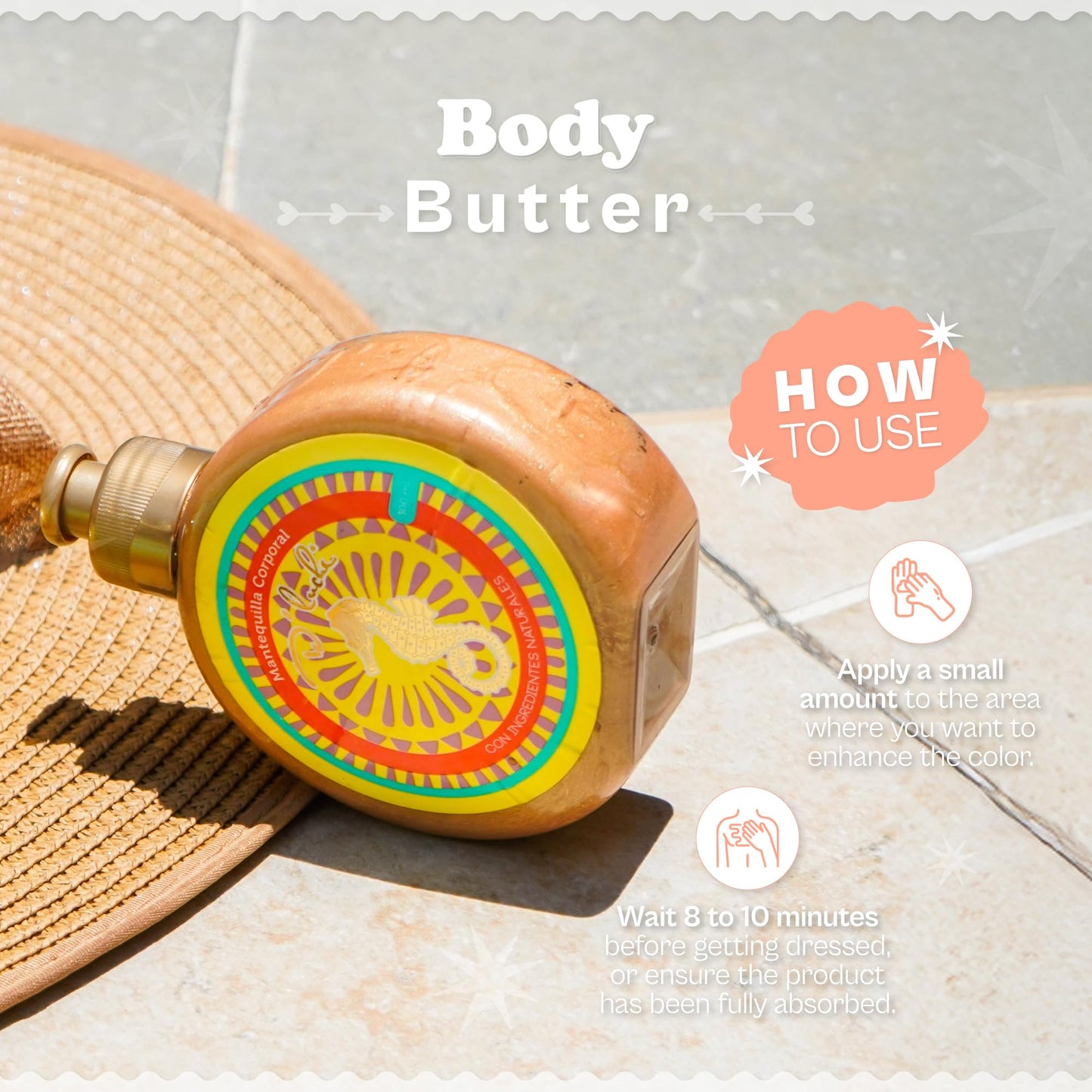 Kaba D'Luchi Body Butter Made With Natural Coconut Oil and Vitamin E, Provides Intense Nourishment & Hydration, Moisturize Skin, With Golden Glitter