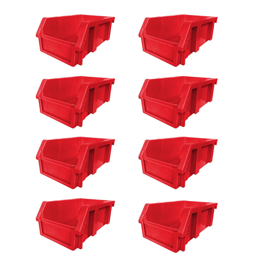DJC Supply Red Small 3.9" X 6.3" X 2.9" Heavy duty thermoplastic storage bin organizer, Stackable, Hangable, Side-connect, Used in classrooms…