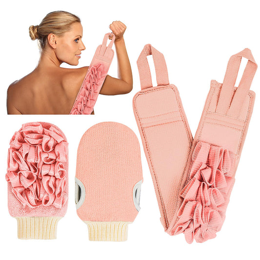 Deep Exfoliating Glove for Shower Double-Sided Mitt, with Extra Long Exfoliating Washcloth - Extreme Body & Back Scrubber for Shower, Massage Scrub Beauty and Personal Care kullder