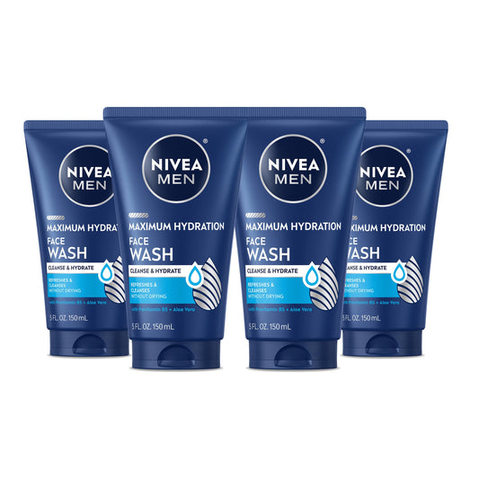 NIVEA MEN Maximum Hydration Face Lotion, Face Lotion with Broad Spectrum SPF 15 Sunscreen for Men, 4 Pack of 2.5 Fl Oz Tubes