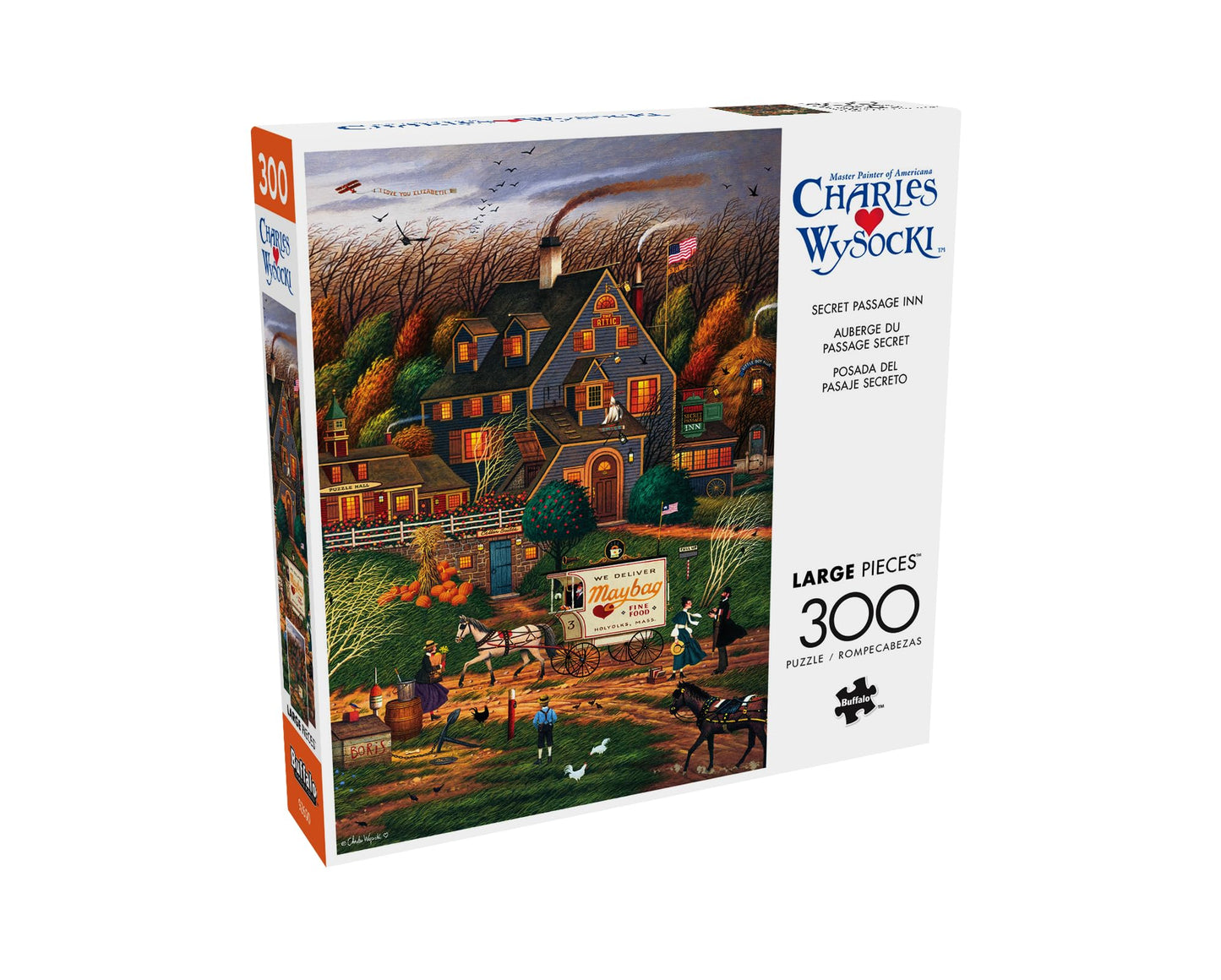 Buffalo Games - Charles Wysocki - Secret Passage Inn 300 Piece Jigsaw Puzzle for Adults, Challenging Puzzle for Game Nights, 21.25" x 15"