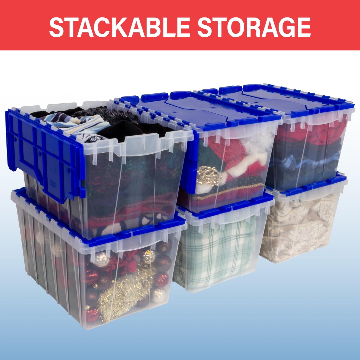 Akro-Mils KeepBox 12 Gallon Storage Container, Nesting and Stackable Plastic Storage Box with Lid Attached, Clear Tote for Garages, Closets…