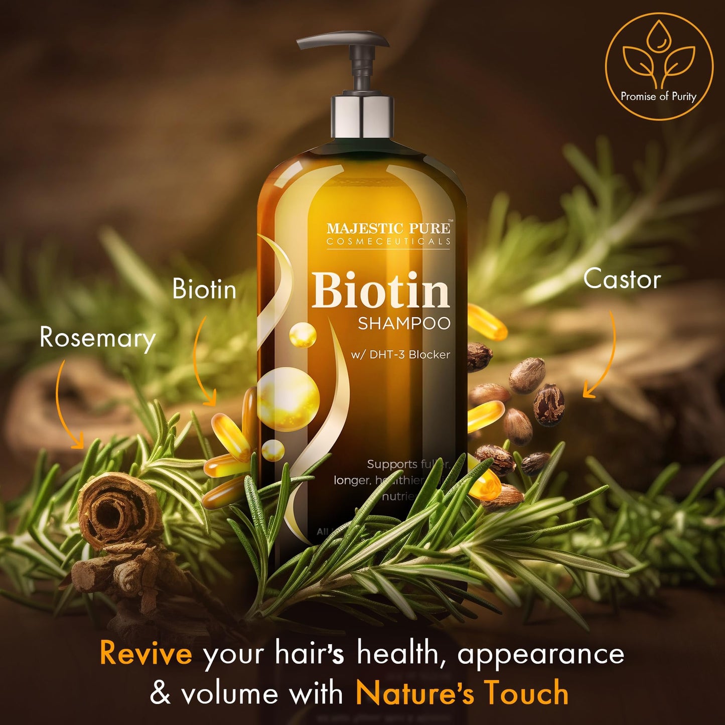 Majestic Pure Rosemary Castor & Biotin Shampoo for Thinning Hair-16fl oz Beauty and Personal Care Majestic Pure