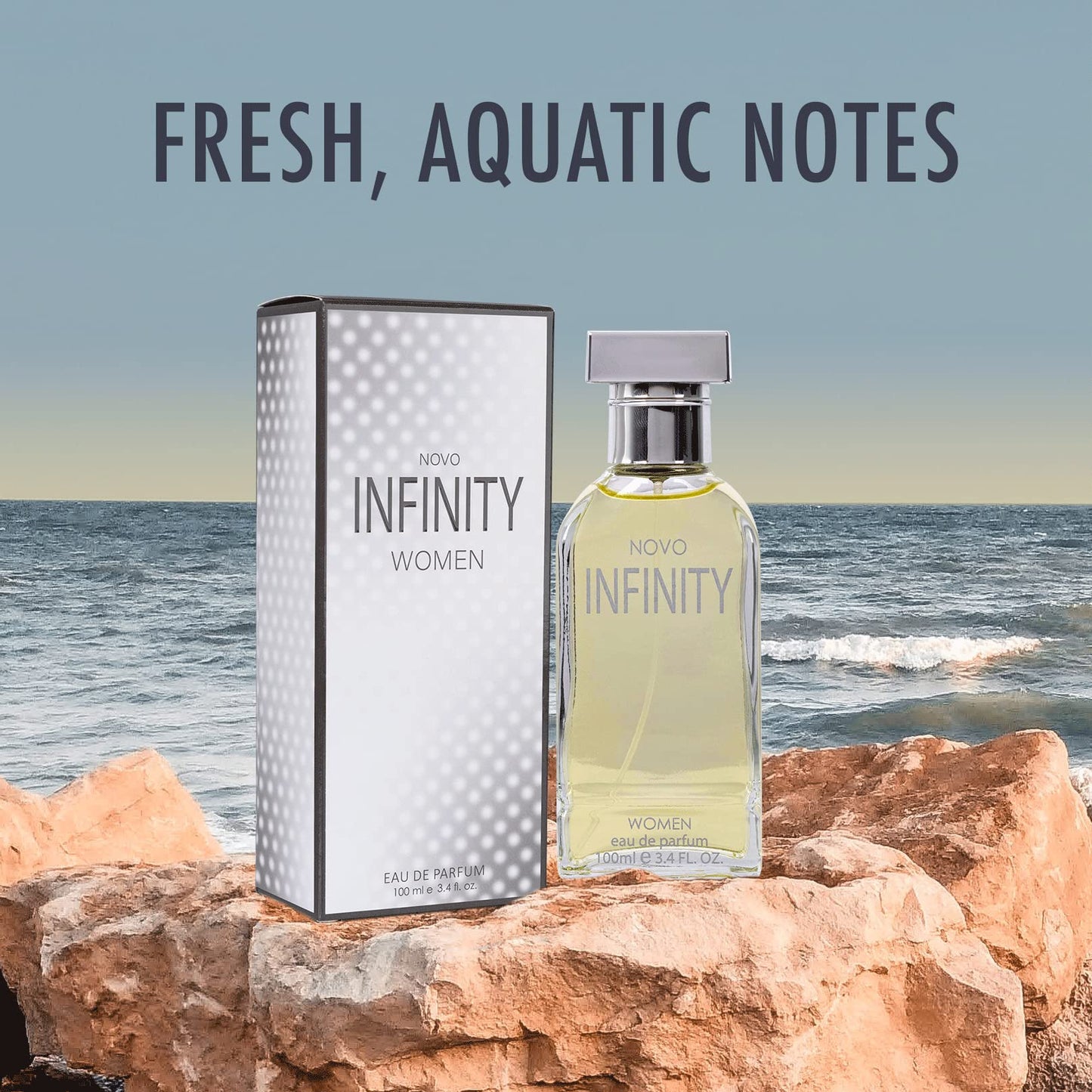 NovoGlow Novo Infinity for Women - 3.4 Fluid Ounce Eau De Parfum Spray for Women - Refreshing Mix of Citrus Floral & Musk Fragrances Smell Fresh All