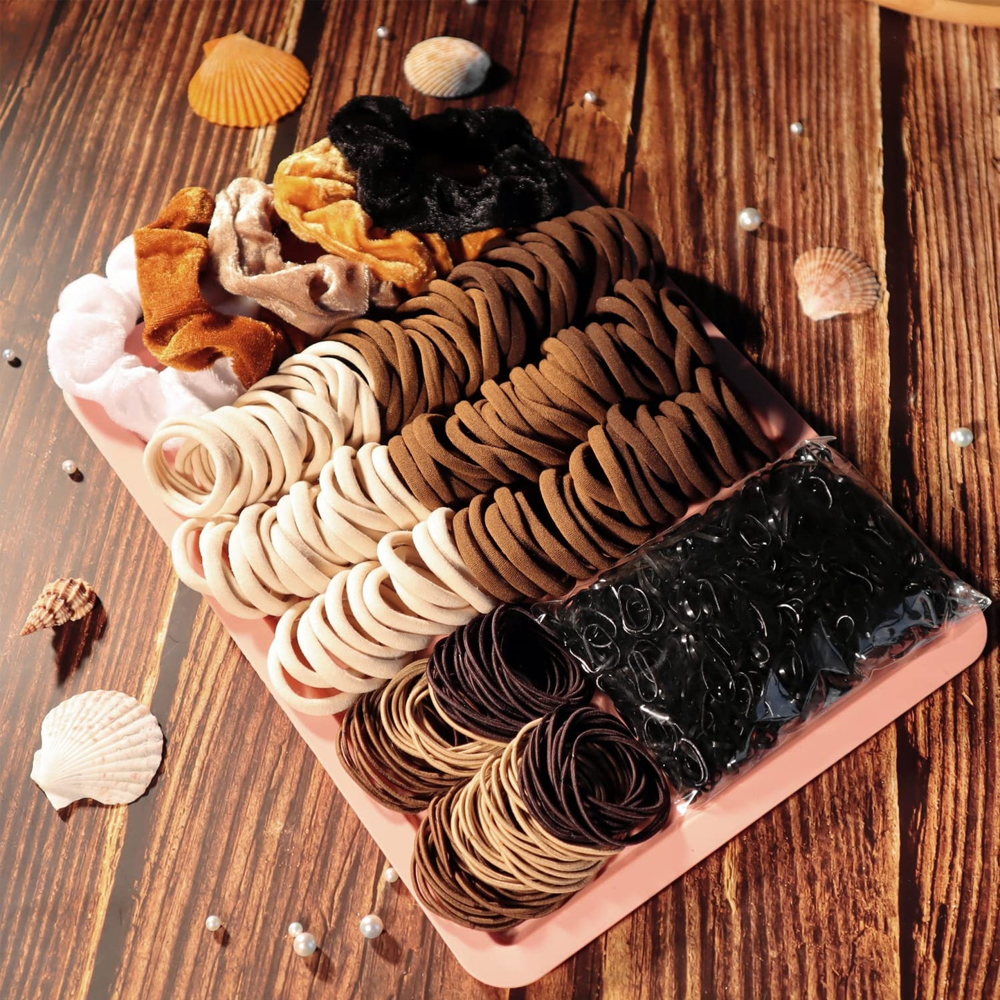 GUOXI Hair Scrunchies For Women,Brown Accessories Set,Seamless Nylon Soft Elastic Ties,Ropes Ponytail Holder Bands Thick and Curly?805PCS?