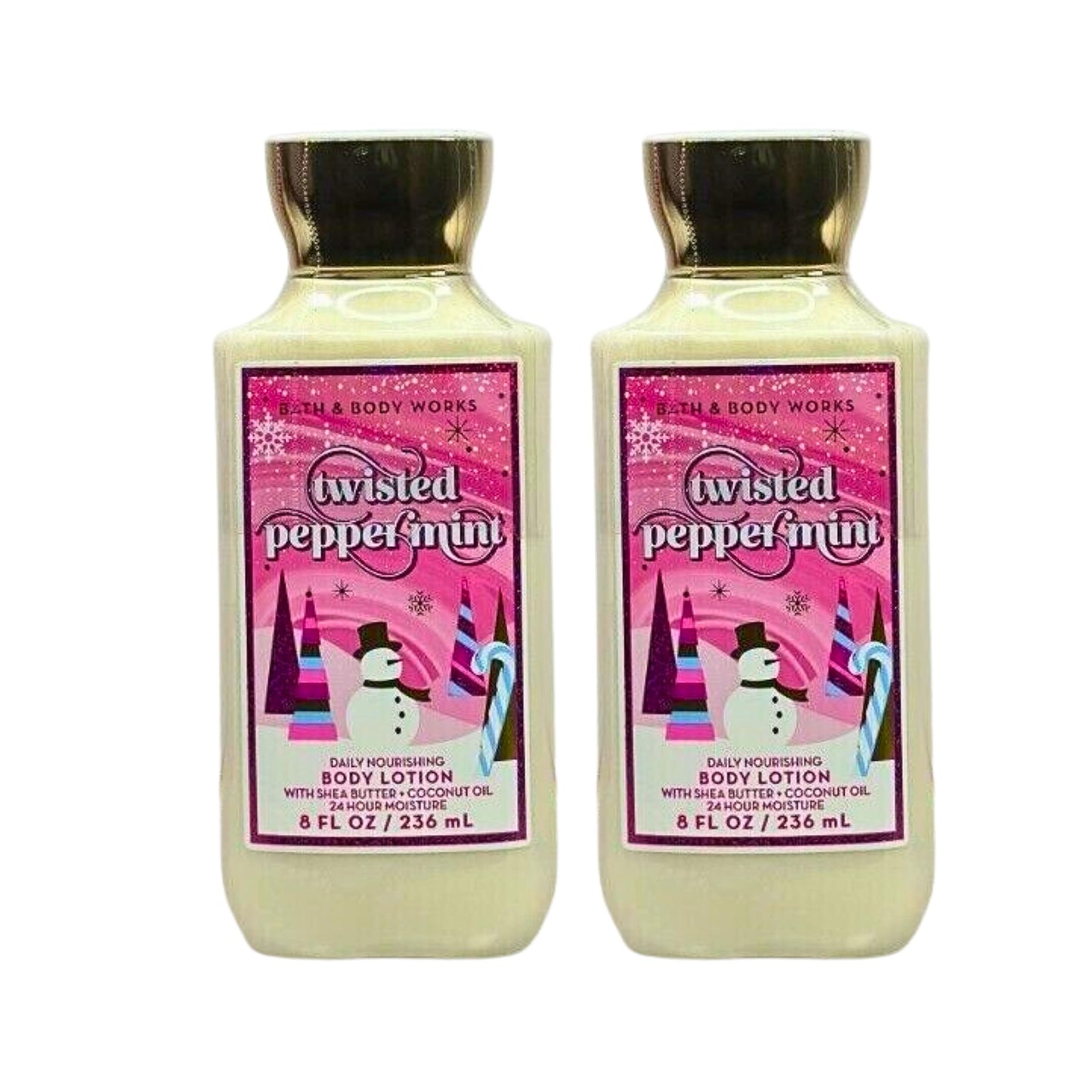 Bath & Body Works Body Lotion Pack of 2, 8oz Each (Twisted Peppermint)