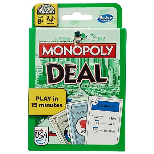 Monopoly Deal Card Game | Quick-Playing Card Game | Fun Games for Families and Kids | Ages 8 and Up | 2 to 5 Players | 15 Mins. | Travel Games