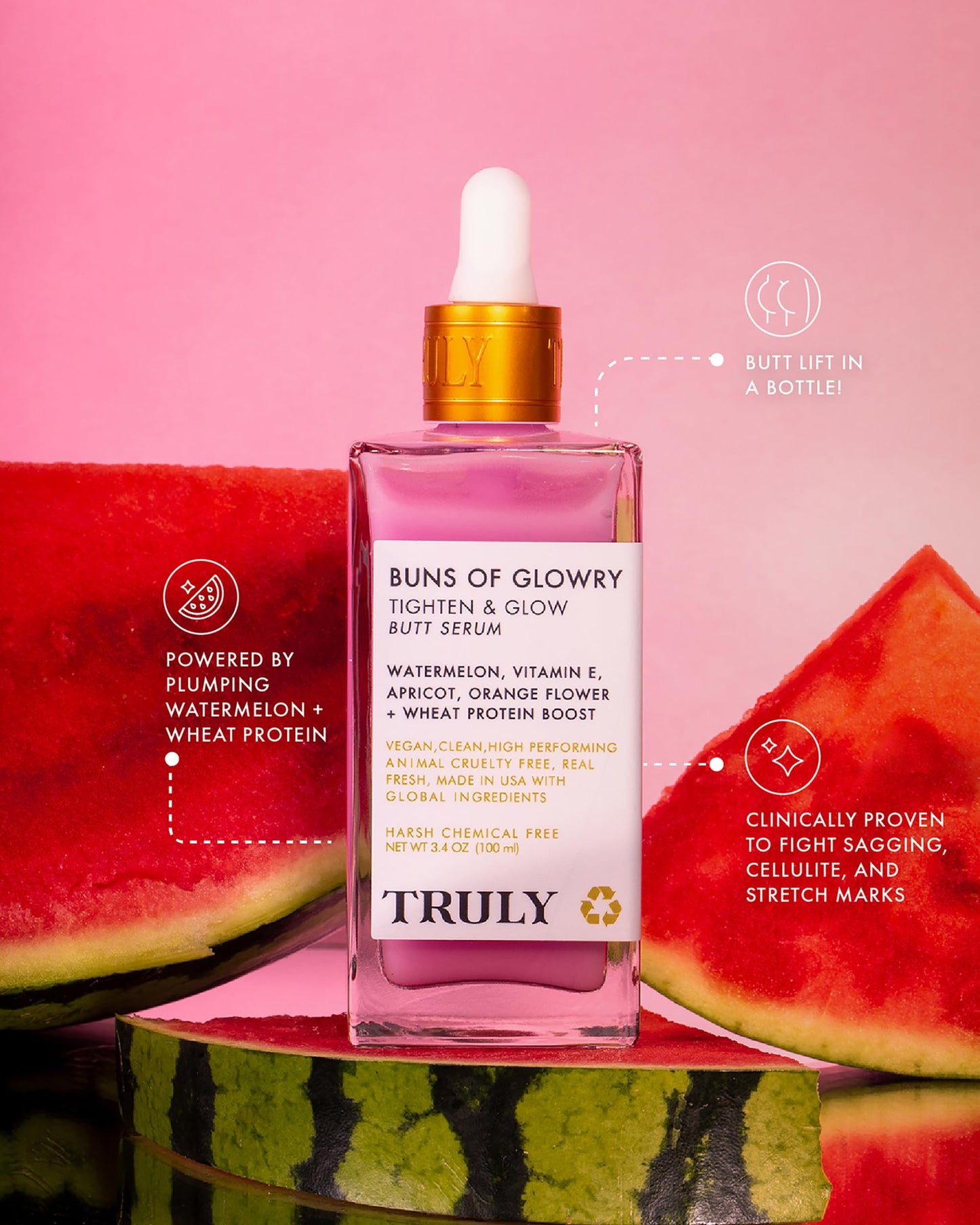 Truly Beauty Buns of Glowry Glow & Tighten Serum, Skin Tightening Cream Serum, Cellulite Cream for Thighs and Buns Fast Absorbing. Butt Enhancement Beauty & Personal Care Truly