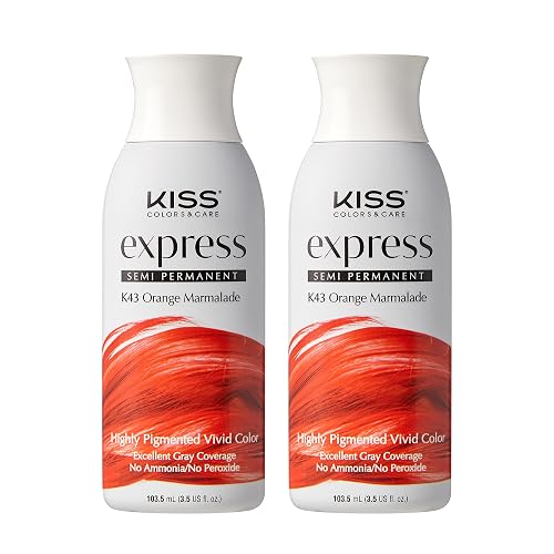 Kiss Express Semi-Permanent Hair Color 100mL (3.5 US fl.oz) (2 PACK, Orange Marmalade)