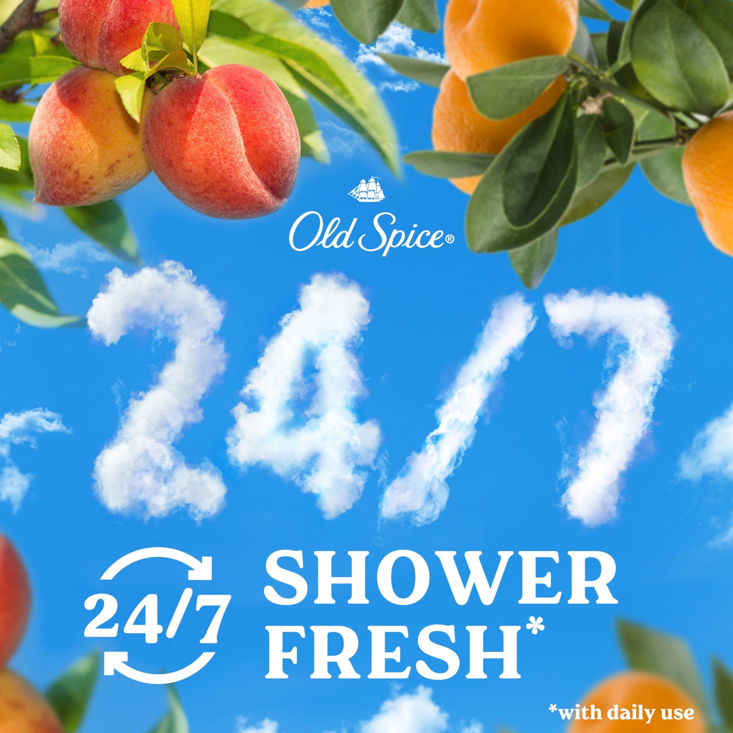Old Spice Cleansing Body Wash for Men, 24/7 Shower Fresh with Lasting Scent, Moisturize & Renew, Gentle on Skin, Vitamin B3, Sunrise with Peach +