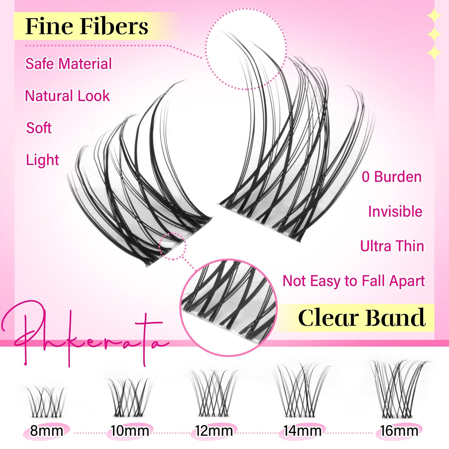 PHKERATA Natural Lash Clusters Invisible Band Eyelash Clusters Wispy Lashes Clusters 120 pcs C Curvature Cluster Eyelash Extensions DIY Thin Clear Beauty and Personal Care PHKERATA