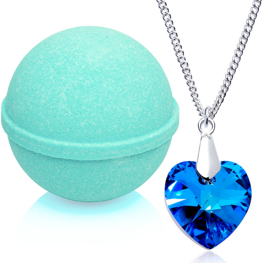 Tranquil Serenity Bath Bomb with Necklace Created with Crystal Extra Large 10 oz. Made in USA