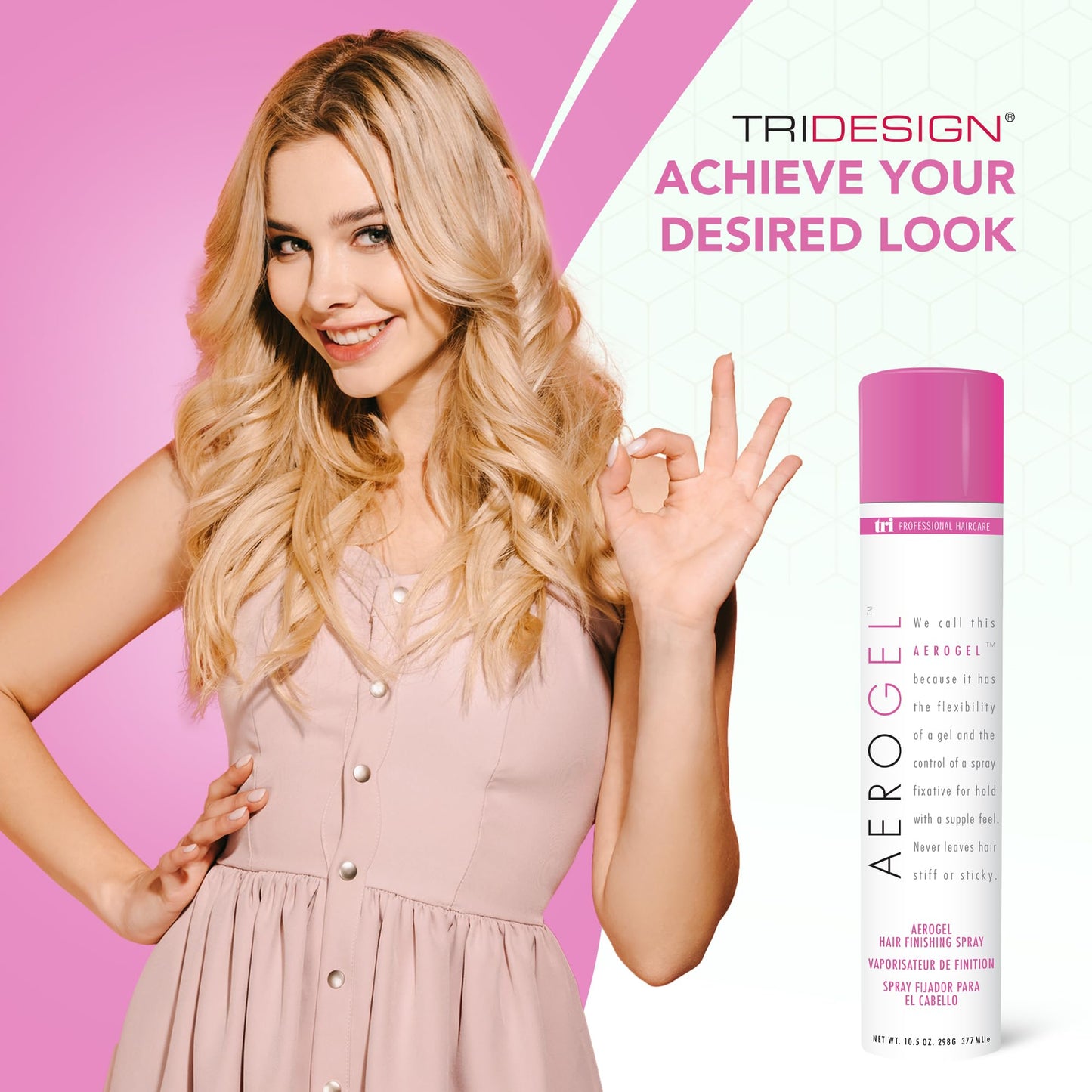 TRIDESIGN Aerogel Hairspray - Strong Hold Hair Finishing Spray for Volumizing & Control, Flexible Styling for All Hair Types, Non-Sticky and Scented