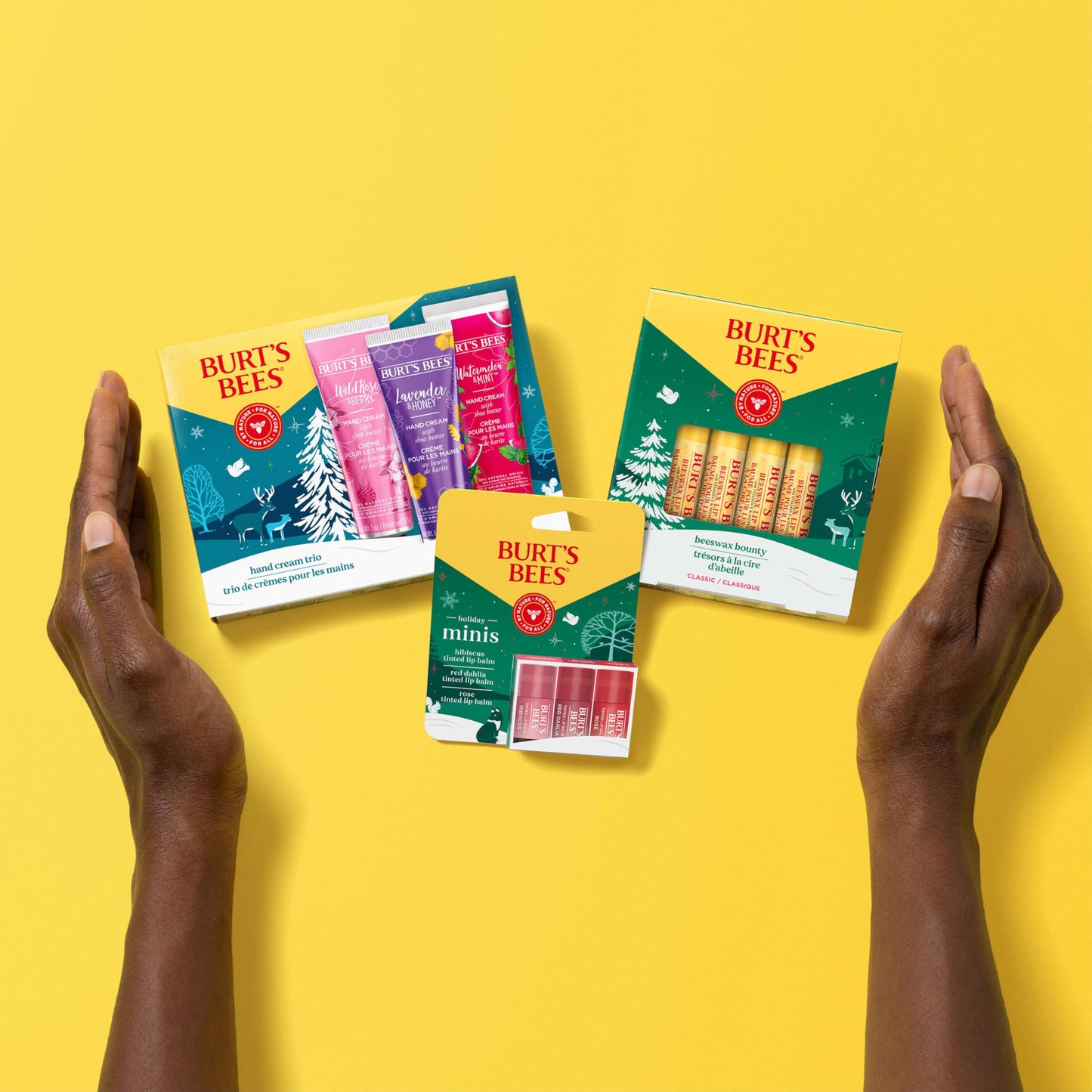 Burt's Bees Christmas Gifts, 3 Body Skincare Stocking Stuffers, Shea Butter Hand Cream Trio Set - Lavender Honey, Watermelon Mint & Wild Rose Berry