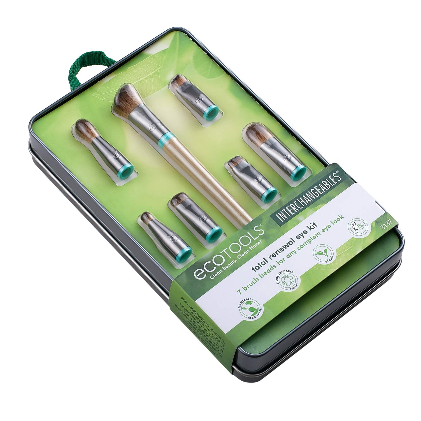 EcoTools Interchangeables Total Renewal Eye Makeup Brush Kit, Customizable Makeup Brushes for Eyeshadow, Travel-Friendly Kit, Eco-Friendly Synthetic