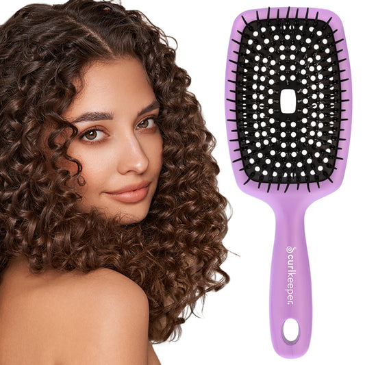 Curl Keeper Flexy Hair Brush, Purple - Detangling Hair Brush with Flexible Bristles for Shower Use, Combing Through Curls & Removing Tangles