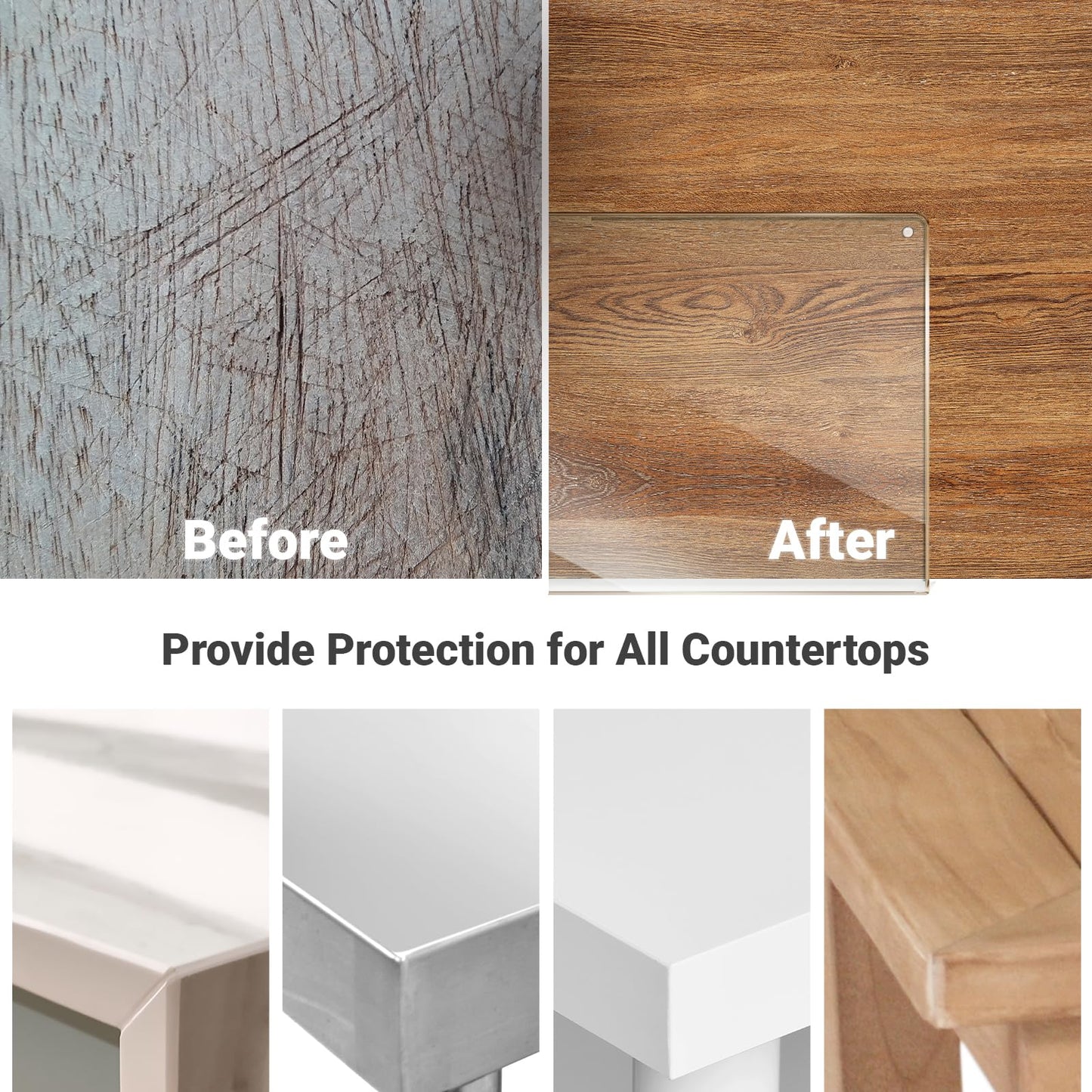 3PCS Acrylic Cutting Board with Counter Lip, Cutting Boards Set, Clear Cutting Boards for Countertop, Non Slip Cutting Board for Kitchen Utensils…