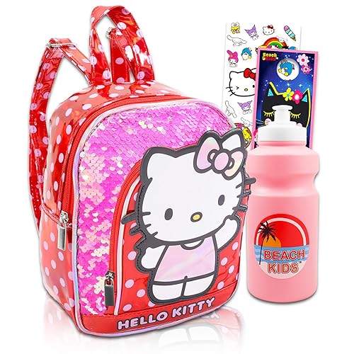 Hello Kitty 10" Mini Backpack Purse Bundle for Girls - Stickers, Bottle, More