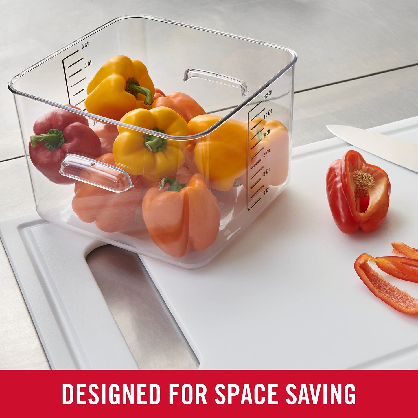 Rubbermaid Commercial Products Space Saving Square Food Storage Container 12 Quart Clear for Kitchen/Sous Vide/Meal Prep
