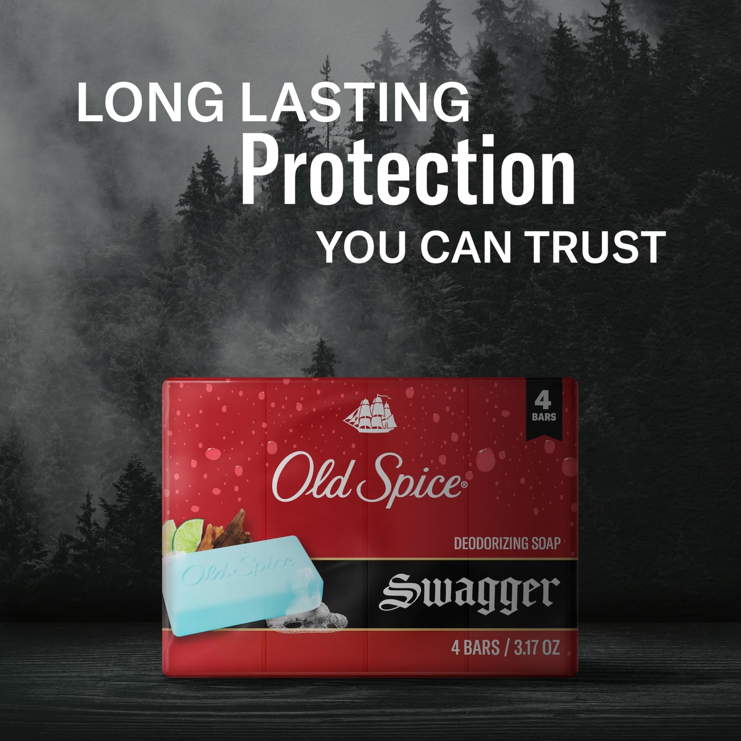 Old Spice Bar Soap for Men, Refreshing Clean to Wash Away Dirt & Odor, Cleansing Formula, Long-Lasting & Confidence-Boosting Fragrance, Swagger