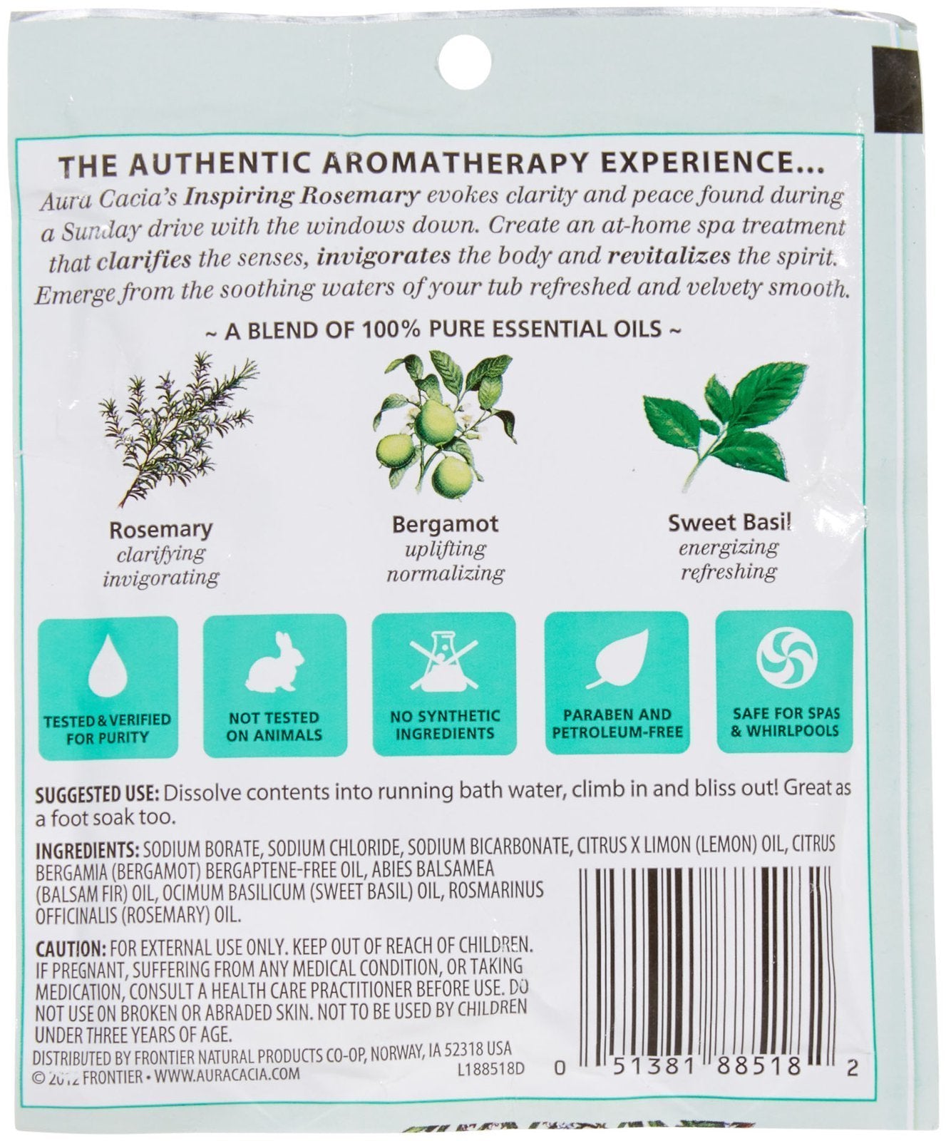 Aura Cacia Aromatherapy Mineral Bath, Inspiring Rosemary, 2.5 Ounce Packet (Pack of 3)