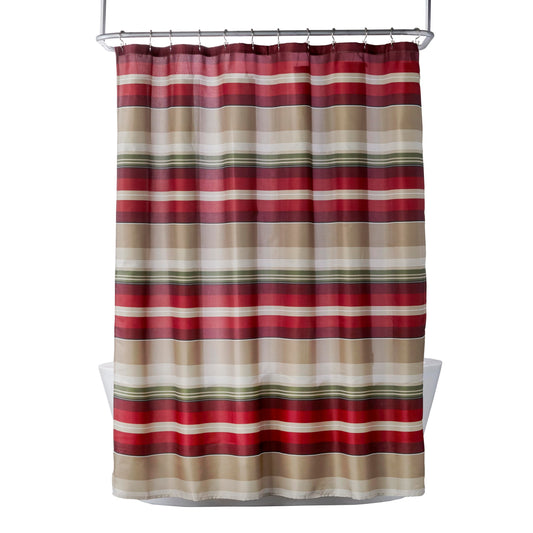 SKL Home Madison Stripe Shower Curtain, Red