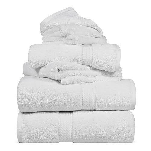 Superior Egyptian Cotton Pile 6 Piece Towel Set, Includes 2 Bath, 2 Hand, 2 Face Towels/Washcloths, Ultra Soft Luxury Towels, Thick Plush Essentials…