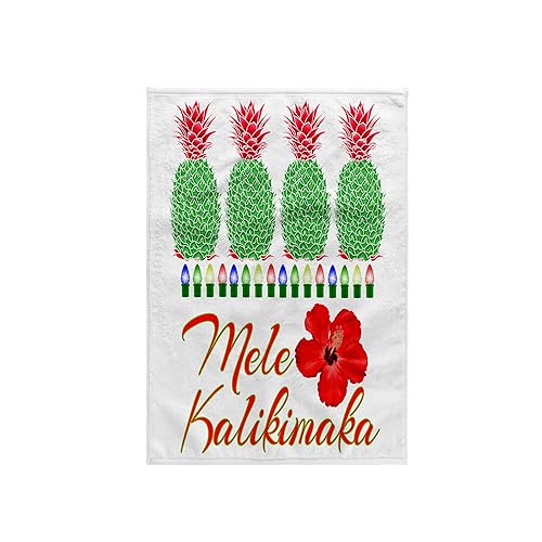 3dRose Towel, Holiday Colored Pineapples and Hawaiian Mele Kalikimaka for Christmas