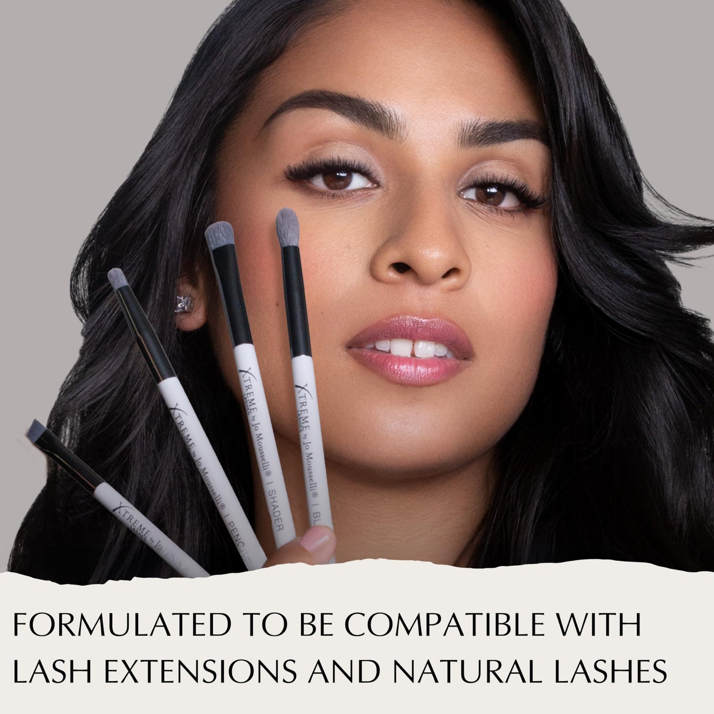 Xtreme Lashes Professional Angled Eye Makeup Brush, Gray, Precision Eyeliner & Brow Brush, Firm Soft Bristles for Defined Lines, Lash Extension Safe
