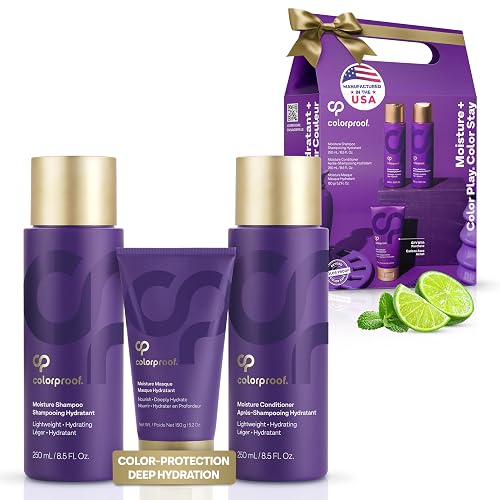 Colorproof Moisture Holiday Gift Set - Moisture Hair Shampoo (8.5 Fl. Oz.), Moisture Hair Conditioner (8.5 Fl. Oz.) with Moisture Masque Conditioner