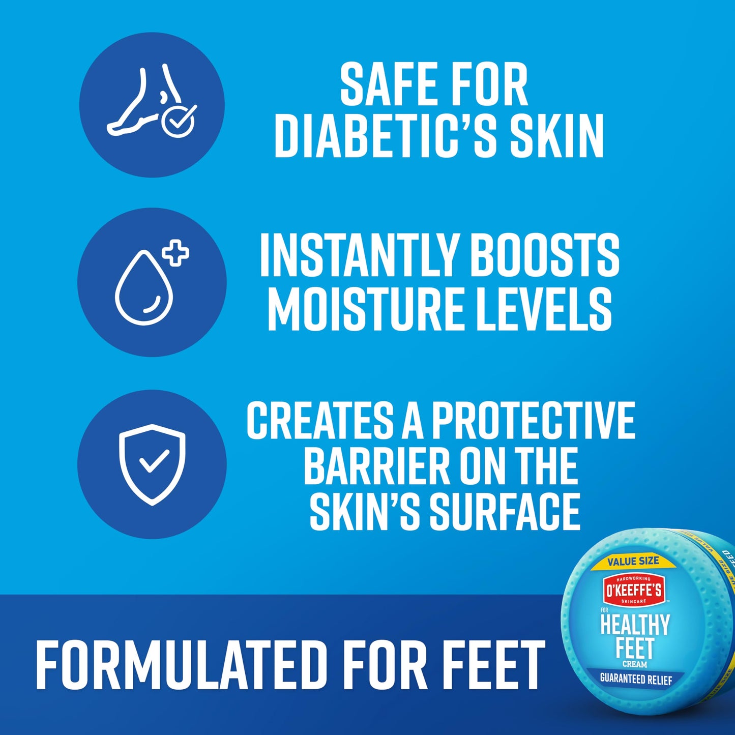 O'Keeffe's for Healthy Feet Foot Cream - 6.4 oz Jar (1 Pack) - Guaranteed Relief for Extremely Cracked, Dry Feet, Repairing Skincare, Instantly Boosts