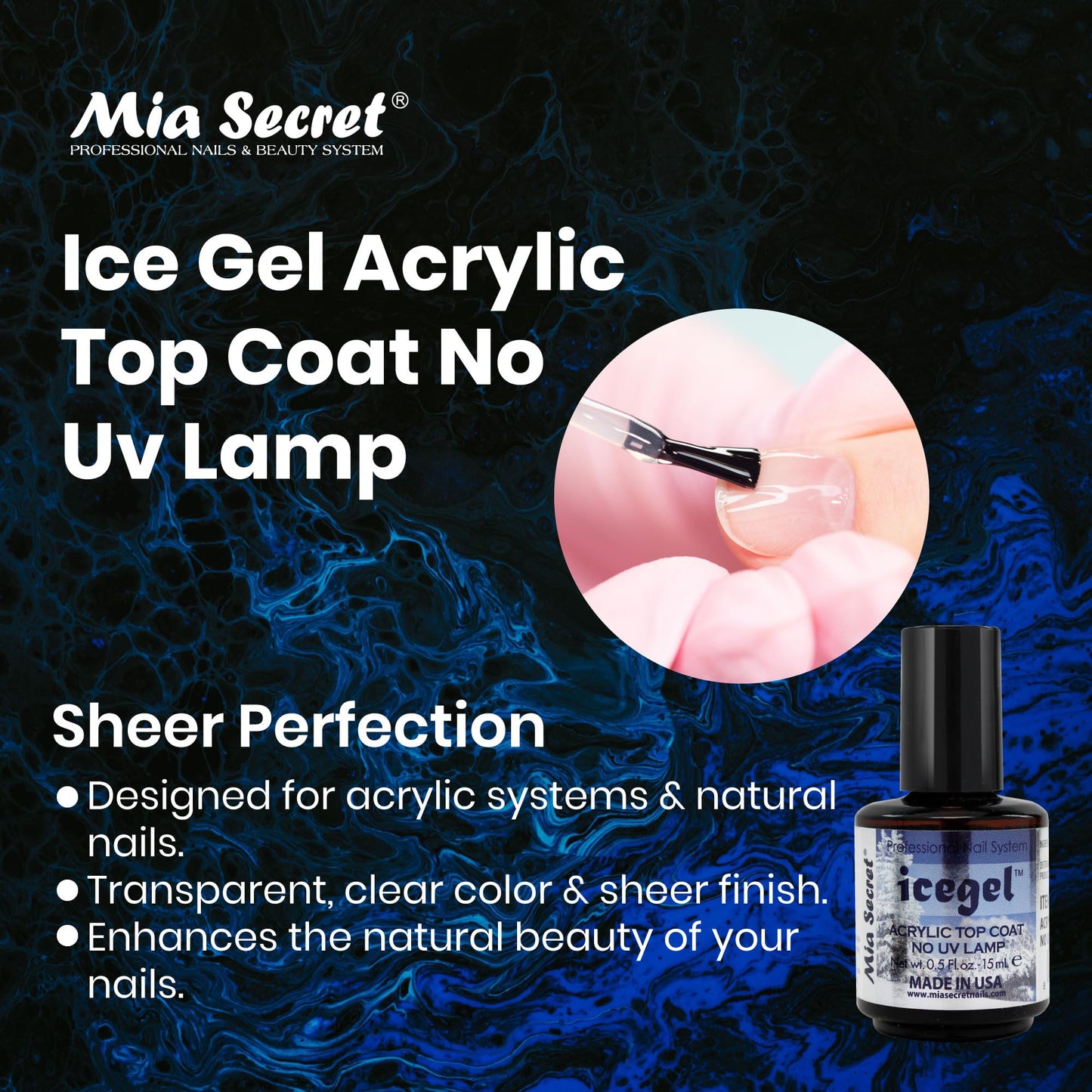 Mia Secret Professional Nail System Ice Gel Acrylic Top Coat No Uv Lamp Beauty & Personal Care Mia Secret