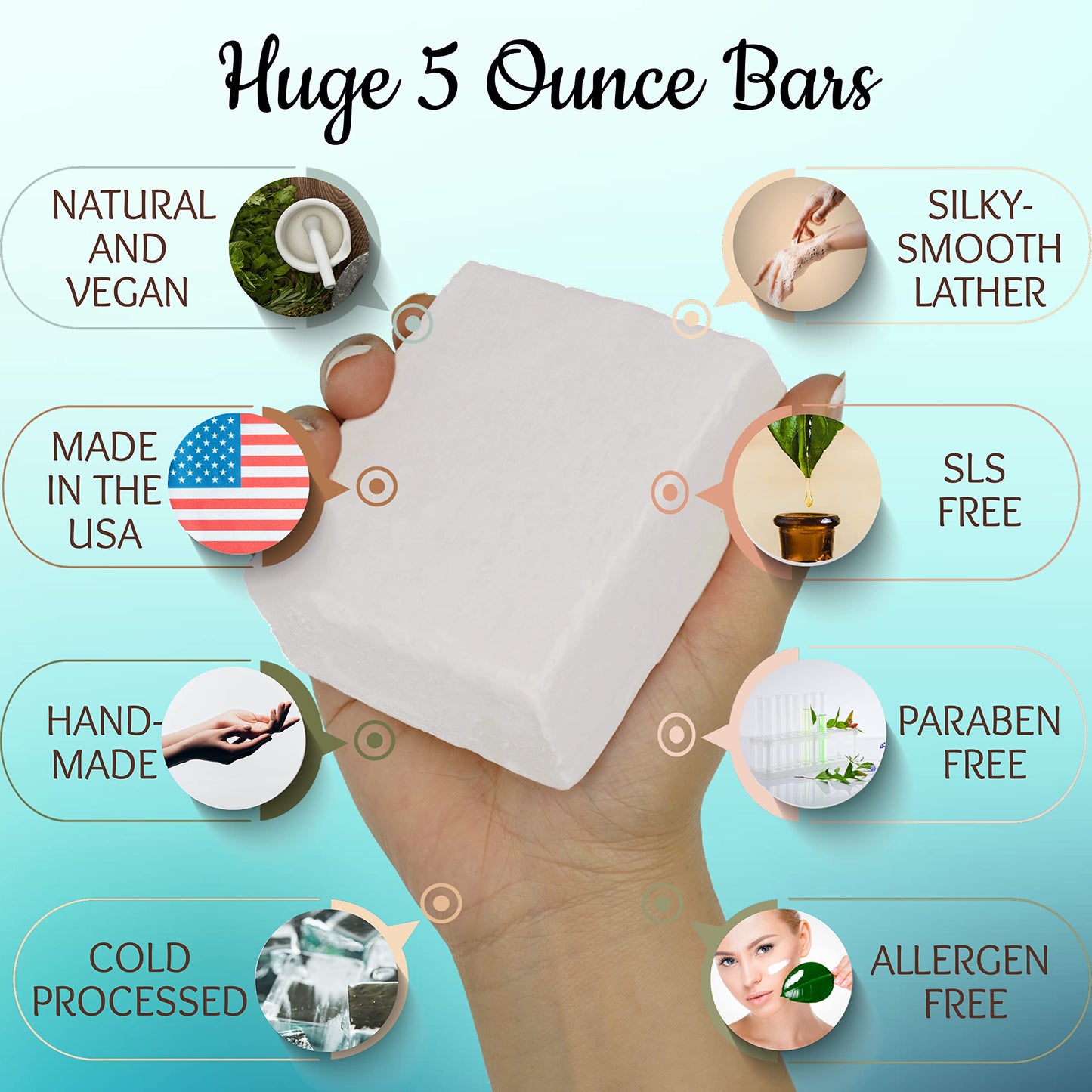 Amish Farms Fragrance-Free Bar Soap Bar w/All Natural Bentonite Clay | Made in USA, Vegan Moisturizing for Sensitive Skin | Women & Mens Face & Body