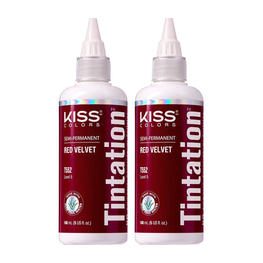 Red by Kiss Tintation Semi-Permanent Hair Color, Aloe Vera Water Based, Argan Oil, Olive Oil, Collagen & Keratin, Long-Lasting Color Dye (Red Velvet