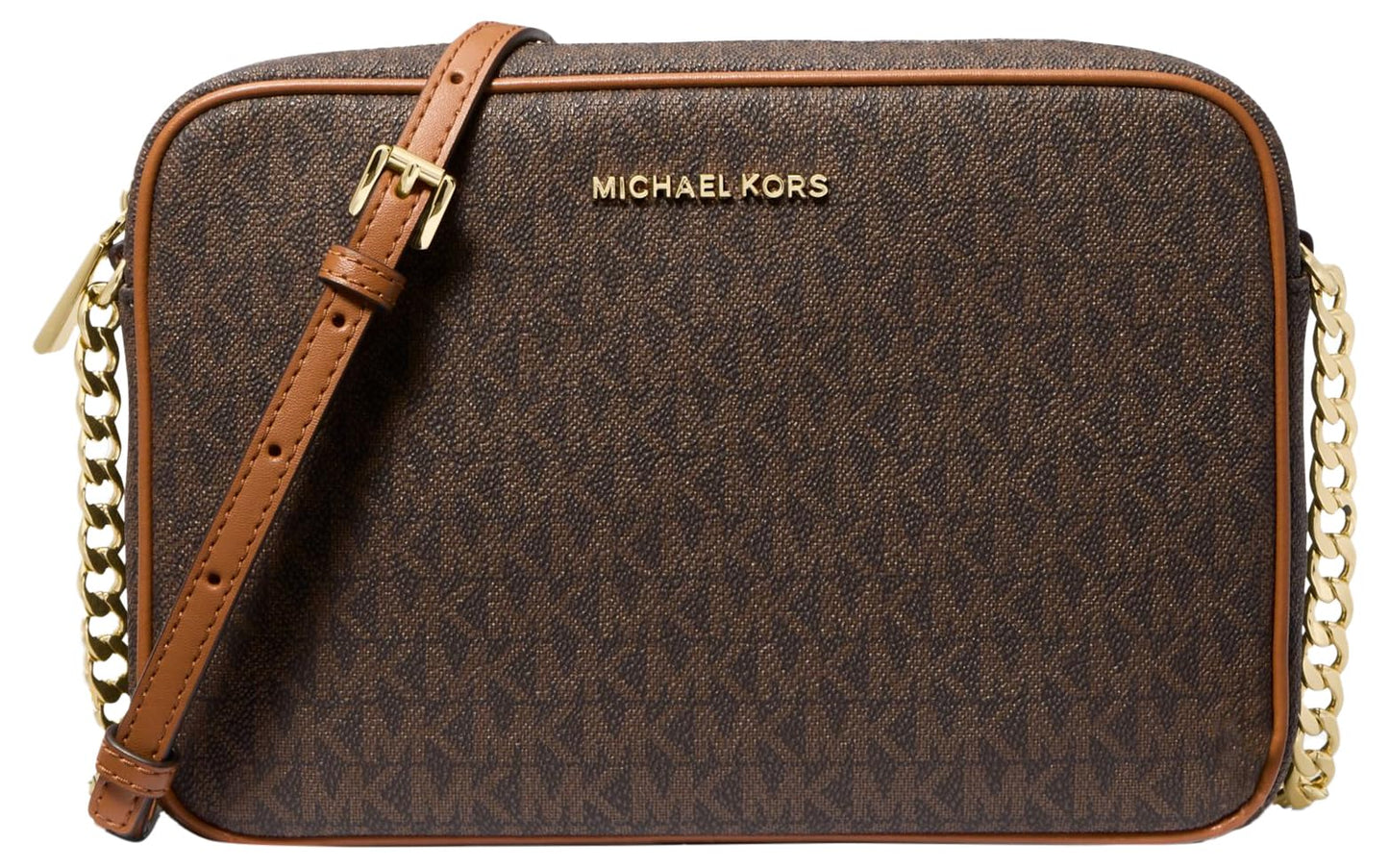 Michael Kors Jet Set Large Crossbody, Gold-Tone Hardware/Brown, One Size