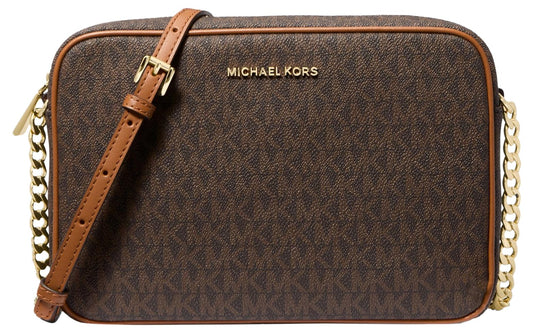 Michael Kors Jet Set Large Crossbody, Gold-Tone Hardware/Brown, One Size