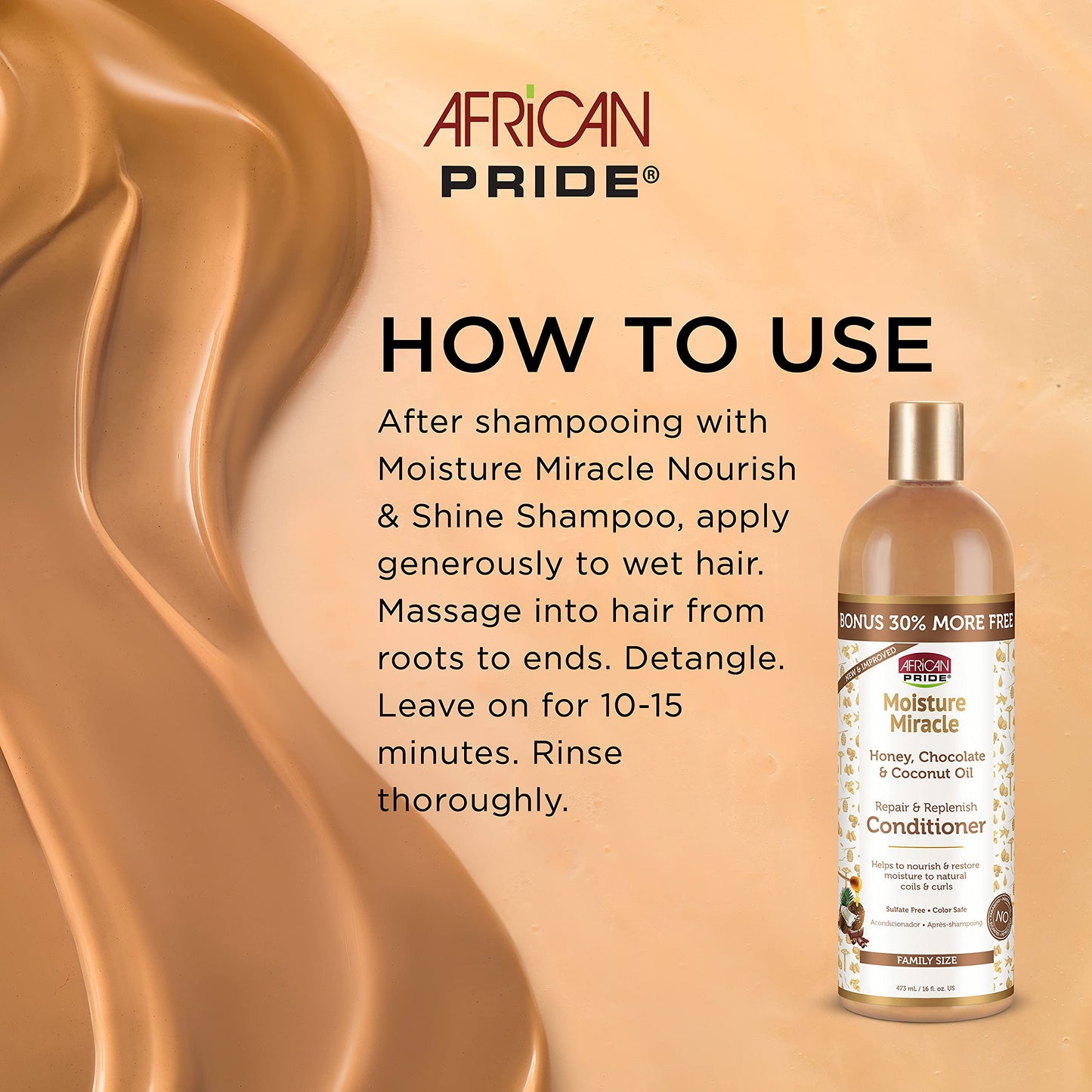 African Pride Moisture Miracle - For Natural Coils & Curls, Nourishes & Shines, Sulfate Free, Color Safe (16 Oz (3-in-1 Set))
