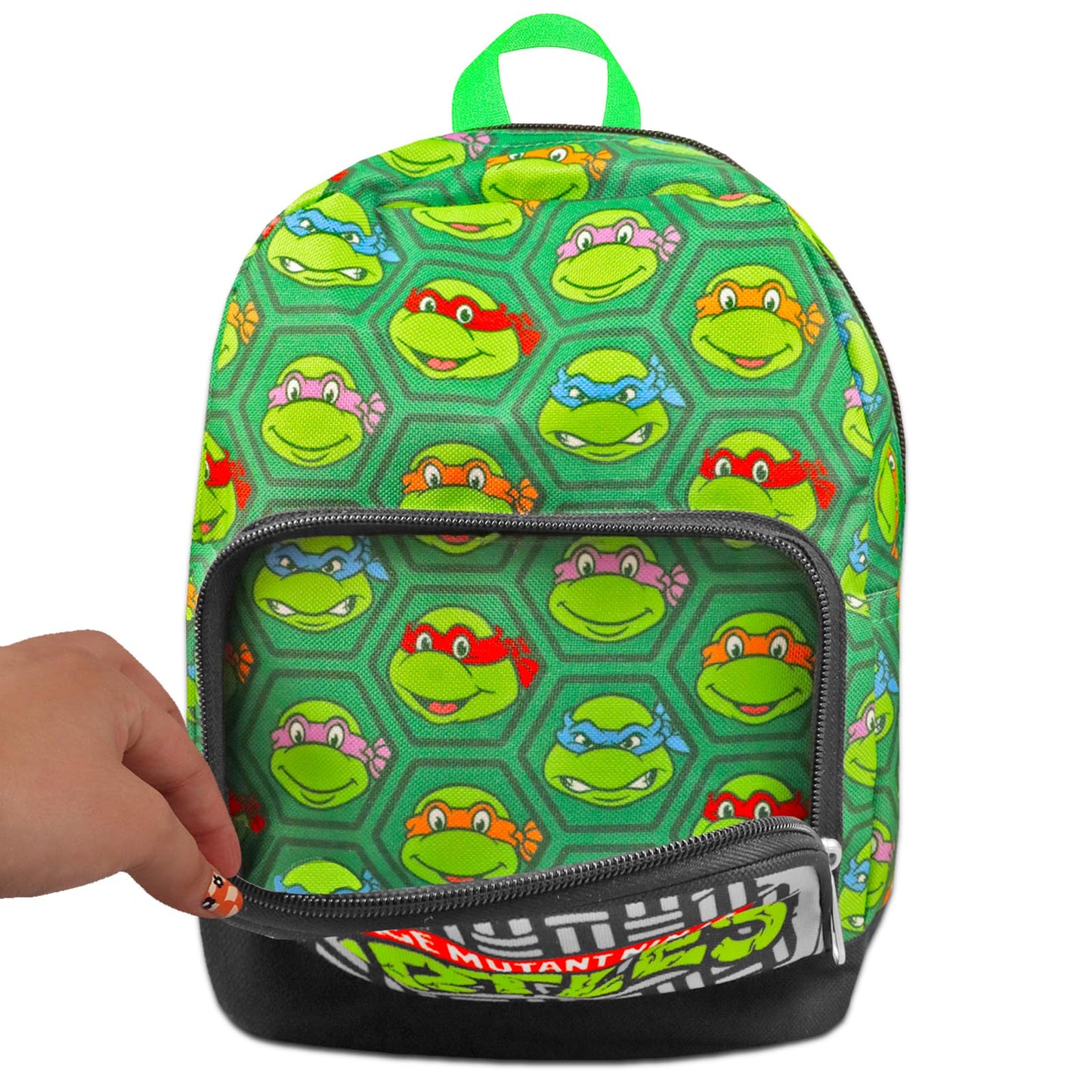 Teenage Mutant Ninja Turtles Mini Backpack for Teens - 10” Canvas TMNT Backpack with Front Pocket and Bookmark | TMNT Backpack Purse Bundle