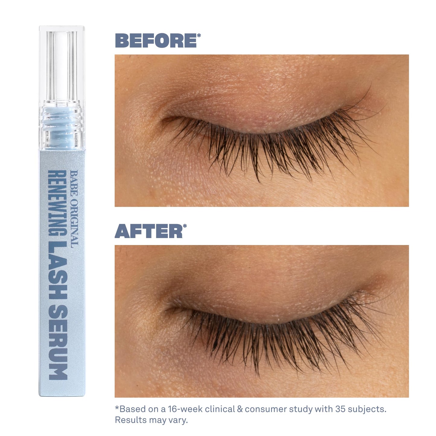 BABE ORIGINAL Renewing Lash Serum - Prostaglandin-Free, Peptide-Infused Gentle Lash Serum for Fuller, Longer-Looking Lashes, Lash Enhancing Treatment