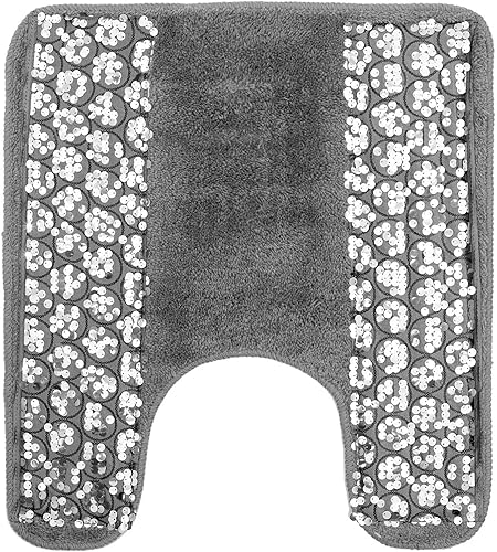 Zahari Home Sinatra Bath Rug Contour Contemporary Decorative Beautiful Design Size 24" x 21", Silver