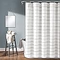 Lush Decor Ombre Stripe Yarn Dyed Cotton Shower Curtain, 72" W x 72" L, Gray & Multi - Fabric Shower Curtains - Striped Bathroom Curtain - Farmhouse…