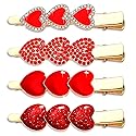 PHALIN 4PCS Valentine’s Day Hair Clips Rhinestone Heart Hairpins for Women Sweet Love Alligator Clips Barrettes Sparkling Styling Hair Accessory (4PCS