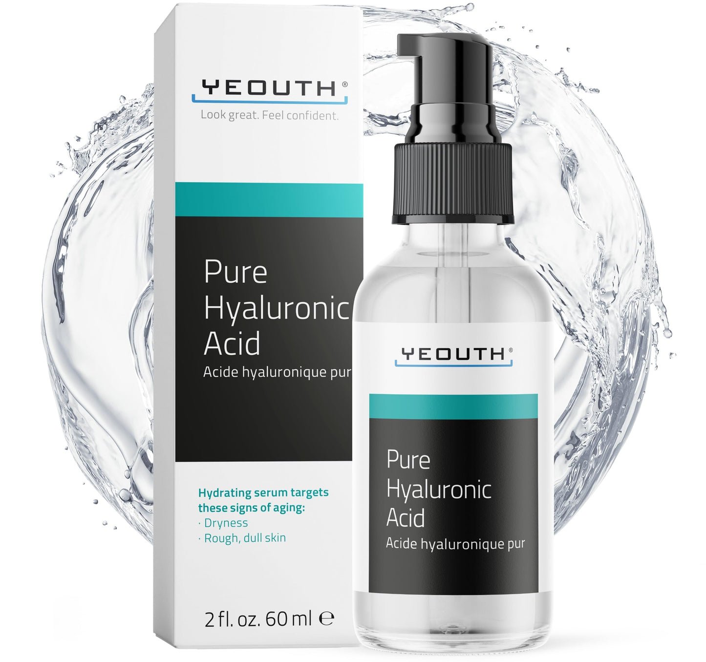 YEOUTH Pure Hyaluronic Acid Serum for Face 99% for Dry & Dull Skin, Hydrating Hyaluronic Acid Face Serum for Women & Men, Facial Care For All Skin