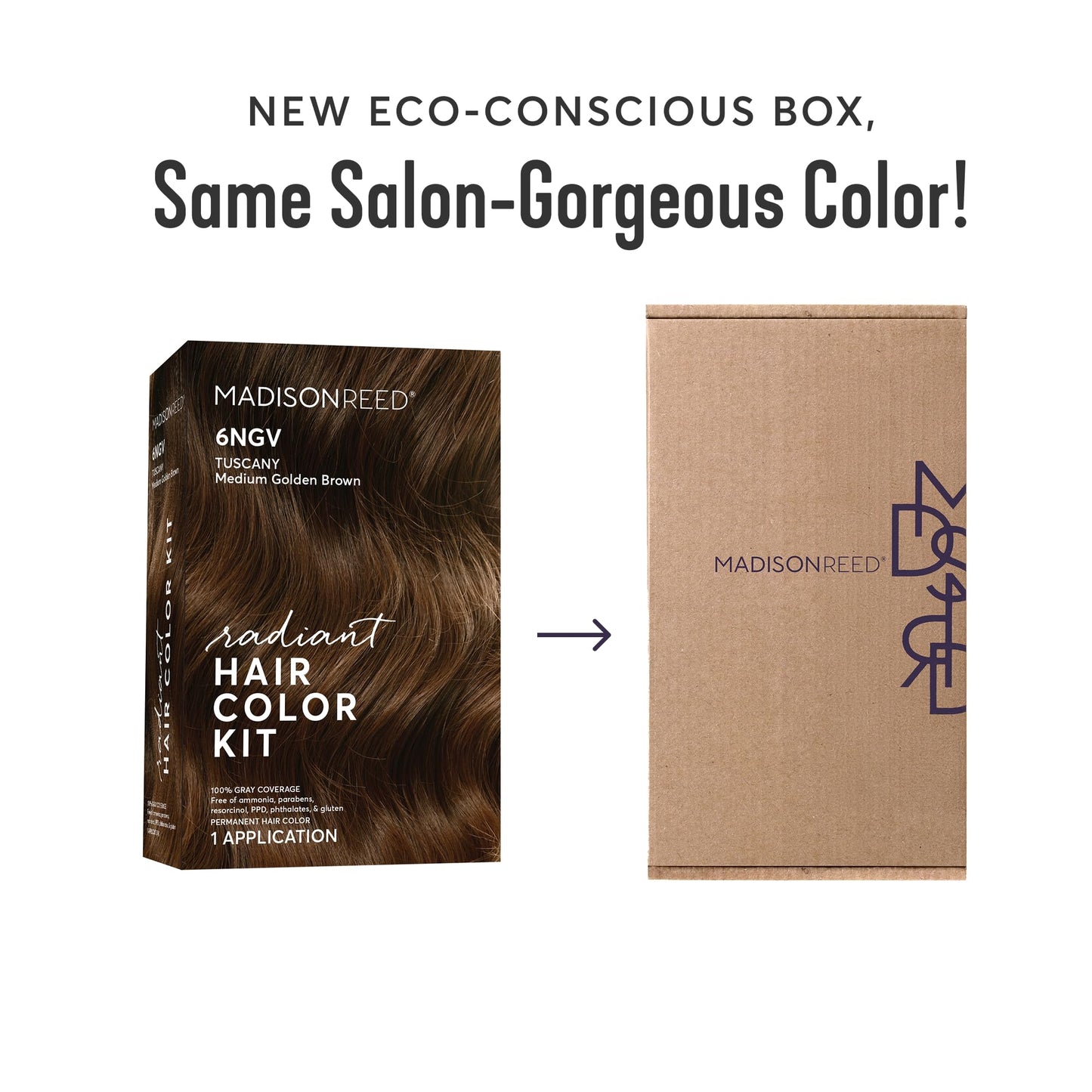 Madison Reed Radiant Hair Color Kit - 6NGV Medium Golden Brown (Tuscany Brown), Dimensional Gray Hair Blending Permanent Hair Dye, PPD-Free