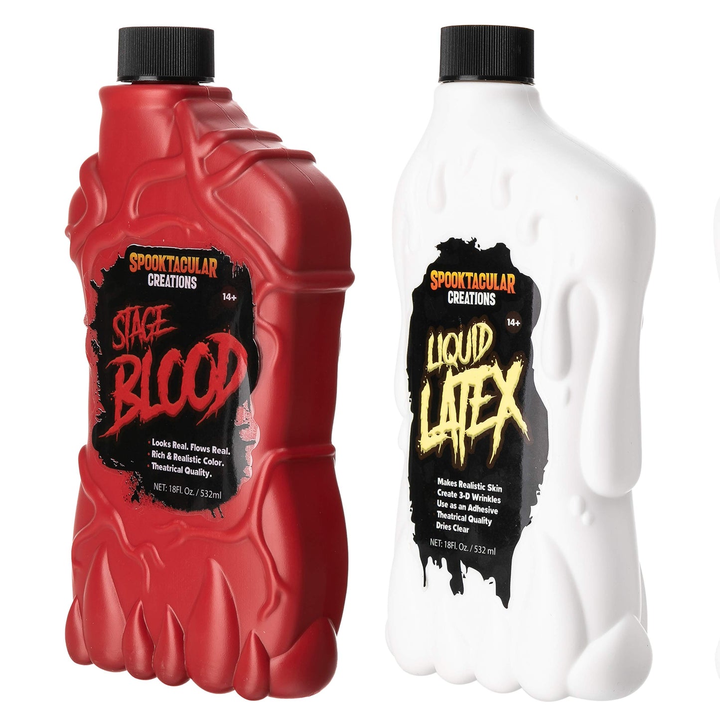 Spooktacular Creations 18 oz Liquid Latex & 18 oz Halloween Blood Bottle Fake Blood Stage Blood for Halloween Costume, Zombie and Monster Makeup