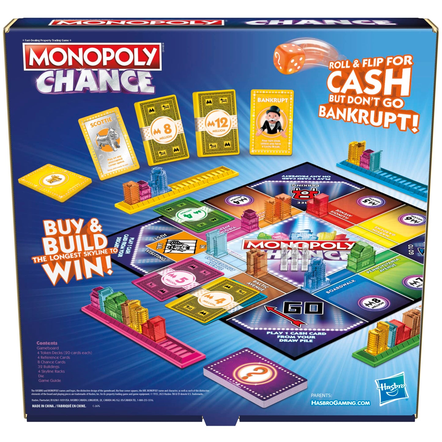 Monopoly Chance Board Game for Adults and Kids | Fast-Paced Family Party Game | Ages 8+ | 2-4 Players | 20 Mins. Average (Amazon Exclusive)