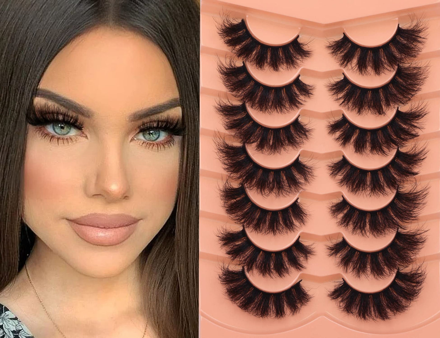 Fluff Mink Lashes Wispy False Eyelashes 18mm Thick Volume Faux Mink Lashes 7 Pairs Curly Fake Eyelashes Multipack by TOOCHUNAG Beauty and Personal Care TOOCHUNAG