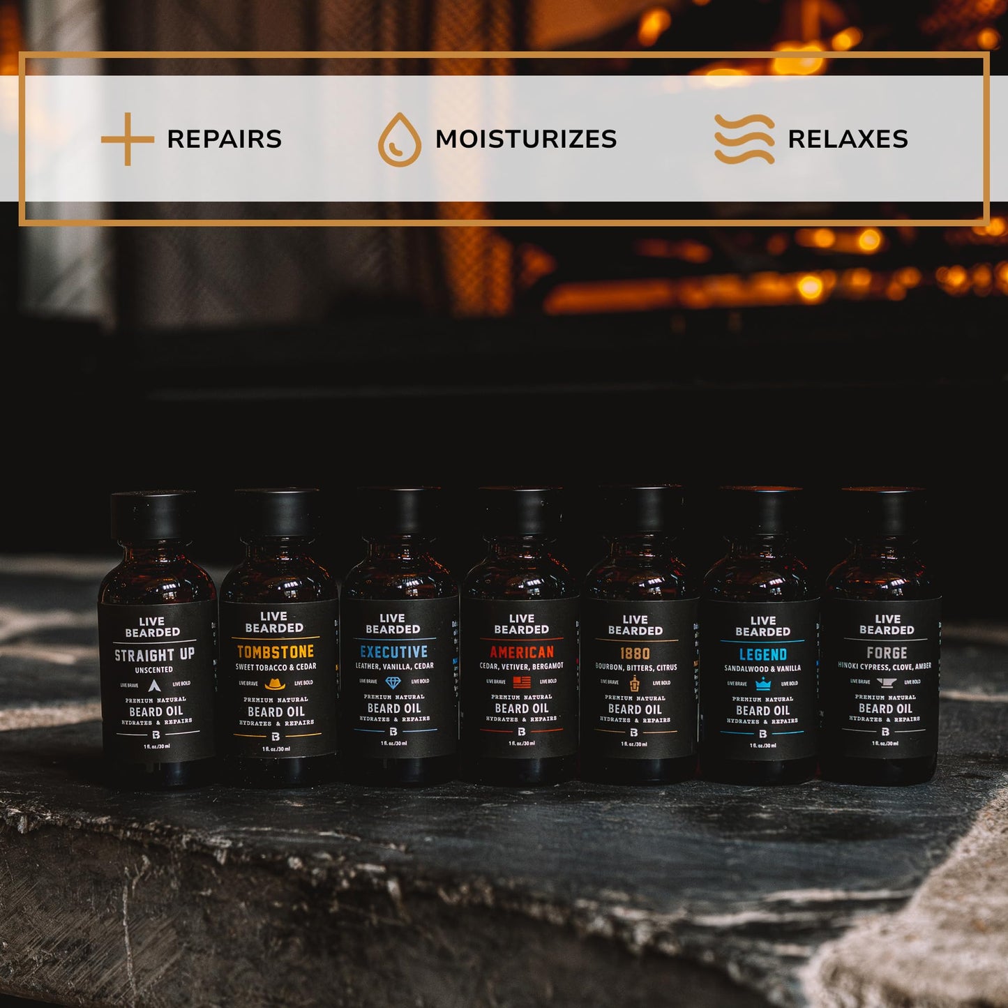 Live Bearded Beard Oil, 1 fl oz - Premium All-Natural Jojoba - Made in the USA - Hair and Skin Care for Men with Dry, Flaky Patches | American Scent
